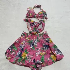 フラワープリント セパレート水着 ピンク3点