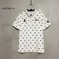 美品　アンパスィ and per se 総柄　半袖ポロシャツ　ゴルフウェア　Mのサムネイル
