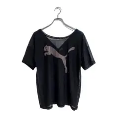 PUMA 半袖Tシャツ M ブラック スポーツウェア シアー素材 薄手 メッシュ