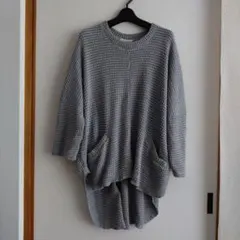 ドラッグストアーズfu.ai　グレー ニット 五分袖チュニック　F