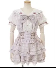 LIZLISAはしごリボンギンガムティアードスカパン（ピンク）