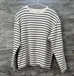 ユニクロ　キッズ　白　ネイビー　ボーダー　カットソー