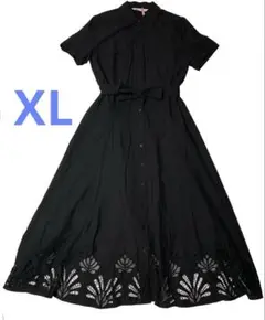 ZARA 裾レース、ブラック シャツワンピース XL