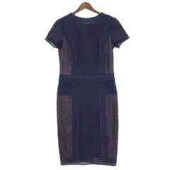 美品 TADASHI SHOJI メッシュレース切替ドレス ワンピース 8 Lのサムネイル