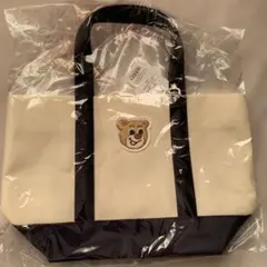 フェイラー　オールドテディ　ワッペントートバッグ　アイボリーブラック