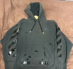 off-white チャンピオン　コラボ　パーカー ダメージ加工