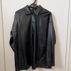 フェイクレザー シャツジャケット ブラック