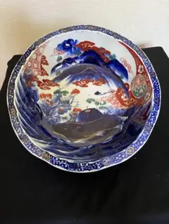 有田焼 伊万里焼 古伊万里 金彩 色絵 大鉢 八寸鉢 管理A4218 ベロ藍