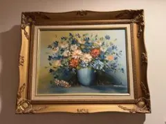 55cm×44cmアンティーク額縁　花瓶の油絵