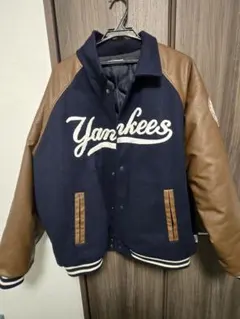 Perushu×MLB Yankees スタジャン ネイビー/ブラウン