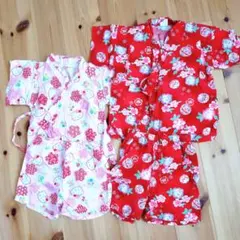 キティちゃん甚平　80cm 95cm 姉妹セット　キッズ　女の子　浴衣　夏祭り
