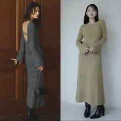 新品 バックオープン レイヤー ニット ワンピース anuans