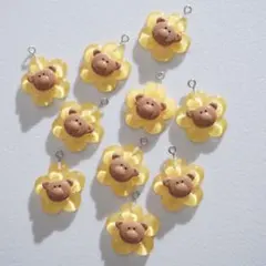 【10個】ぷっくり くまさんチャーム ハンドメイド 動物 ぷくぷく イエローのサムネイル