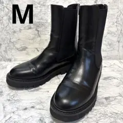 美品★fitfit 撥水 ソフトジップ サイドゴアブーツ ブラック 厚底 M