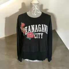 ザラ KANAGAWA CITY ロゴ 花柄刺繍 トレーナー y2k カジュアル