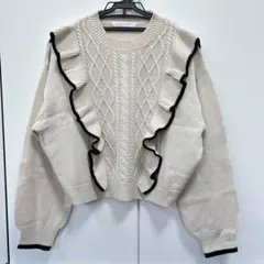 AS KNOW AS plus フリルニット アイボリー