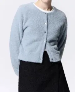 GU シャイニークルーネックカーディガン　 Mサイズ　ブルー