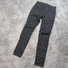 ★b459 UNIQLO ユニクロ【M】ストレッチパンツ ドット柄 黒