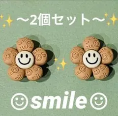 フラワー　スマイル　ジビッツ　2個セット　サンダル　クロックス　スマイリー