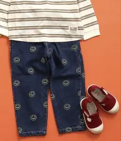 アプレレクール スマイル 刺繍 デニム ロングパンツ