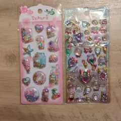 シャカシャカシール　ジュエル　シール　ステッキ　2枚　ドーナツ　キラキラ　宝石