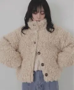 プードルファーミドルジャケット/アイボリーホワイトECICAエシカリアンLIAN