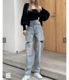 GRL スリットデニムワイドパンツ［cu420］