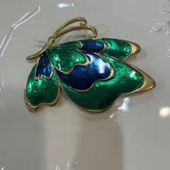 エナメル蝶型ブローチ