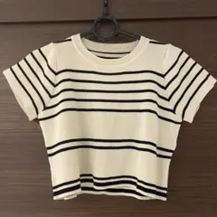 ショート丈半袖ニット Tシャツ M サイズ(GRL)