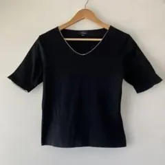 ★美品 レナウン ensuite エンスィート ピコレース襟 VネックTシャツのサムネイル