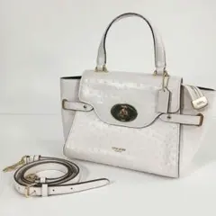 ✨極美品✨コーチ　ハンドバッグ　オーストリッチ型押し2way　ライトベージュ