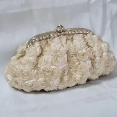 アイボリー サテン パーティーバッグ