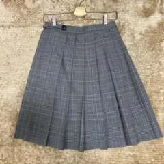 コスプレ　グレー系チェック プリーツスカート H刺繍