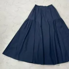 LOUNGEDRESS 切替 ワントーン 裏地付き フレア ロング スカート Fのサムネイル