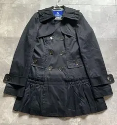 バーバリーブルーレーベル　コート　フリル　ノバチェック　黒　38