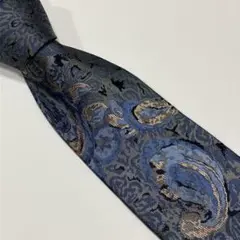 【ネクタイ　ペイズリー　ボタニカル　ジャガード　シルク　古着】