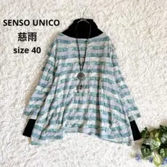 美品⁂センソユニコ⁂ジウ⁂長袖カットソー　プルオーバー　総柄　ボーダージャガード