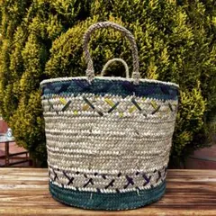 かごバッグ　大容量たっぷり収納かごに　もちろんお買い物にも！　グリーン