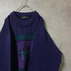 90s vintage 柄ニット　セーター　メンズ　M アクリル　古着　Y3