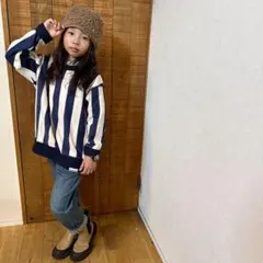 新作♡ストライプ裏毛ワイドトレーナー