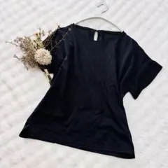 デッサン M 美光沢バックボタン カットソー ネイビー 通勤 コットン100%のサムネイル