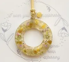 ドーナツ型 菜の花 小花 ドライフラワー ネックレス 天然石 - メルカリ