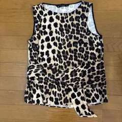 ZARA BASIC ノースリーブ レオパード柄 ウエストリボンのサムネイル