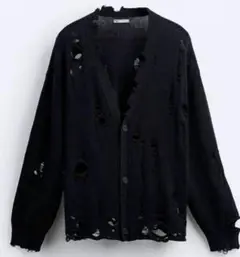 ZARA テクスチャーダメージカーディガン