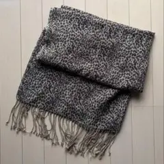 Y2K グランジ ヒョウ柄 レオパード柄 ストール フリンジ マフラー ブラウン