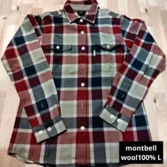 montbellチェック柄 長袖シャツ wool100% L