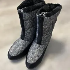 ファー付きグレー　レディースブーツ 24㎝