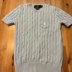 ラルフローレン　ケーブル　サマーニット　春夏　水色　XS