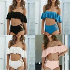 オフショルダーインポートピンクビキニ