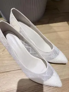 ウエディングパンプス　ESPERANZA レースパンプス 24.5〜25.0cmのサムネイル